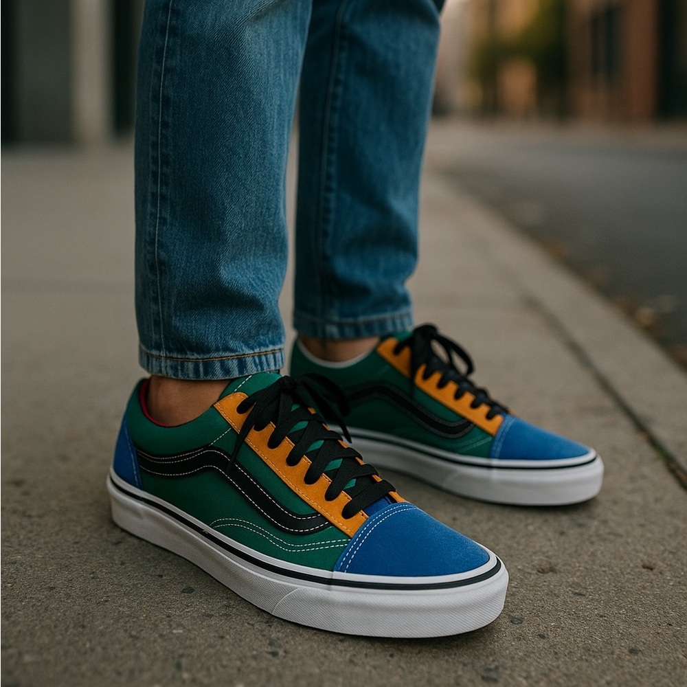 Vans Old Skool Mismatched Low Top Sneakers  Women’s 7 Men’s 5.5 Skateboard Kicks - Picture 2 of 9
